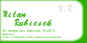 milan rubicsek business card